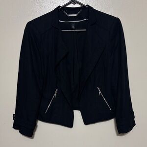 Elegant Black Women's Blazer with Zipper Details
